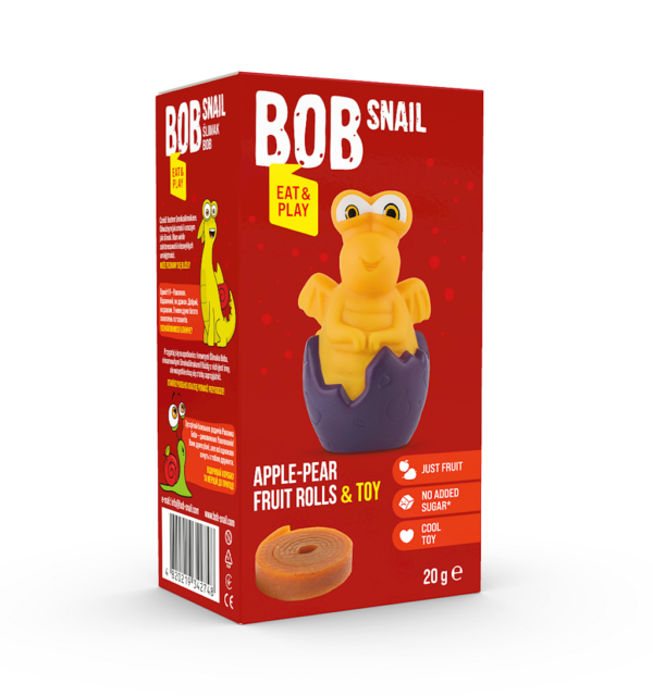 PRZEKĄSKA ROLL EAT & PLAY JABŁKO - GRUSZKA Z ZABAWKĄ BEZGLUTENOWA 20 g - BOB SNAIL