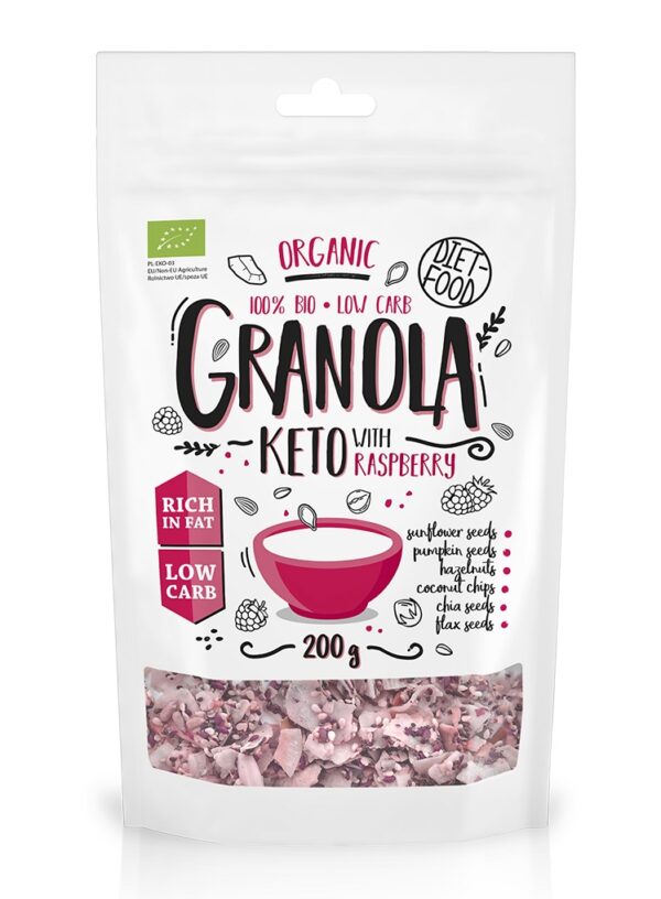 GRANOLA MALINA KETO BIO 200 g - DIET-FOOD